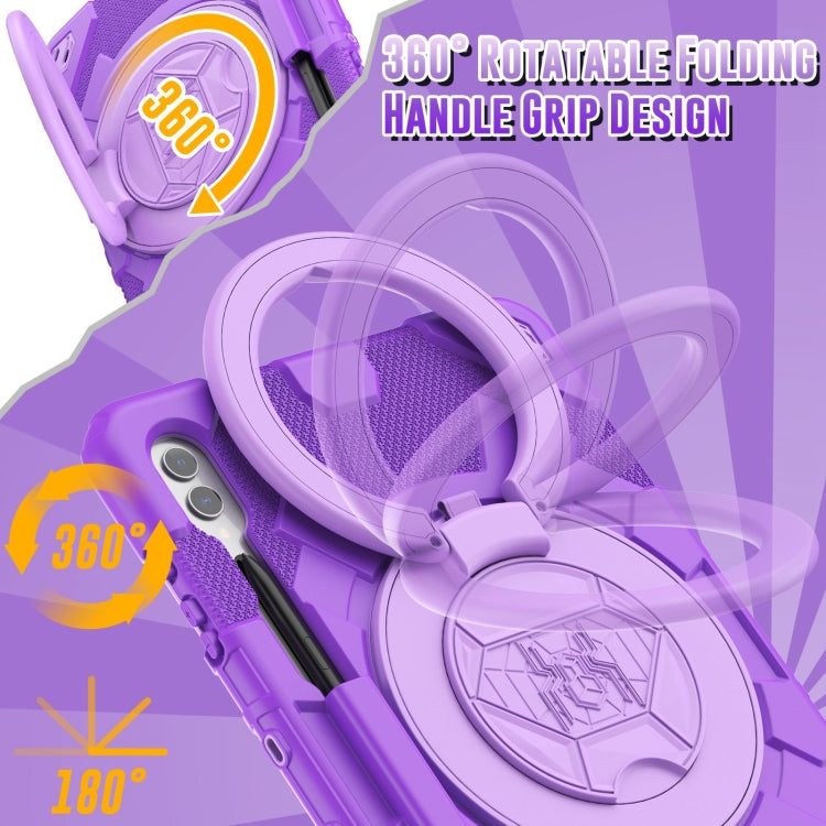 For Samsung Galaxy Tab S9+ / S10+ Spider Rotation Handle Silicone Hybrid PC Tablet Case(Purple) - Galaxy Tab S9+ Cases by buy2fix | Online Shopping UK | buy2fix