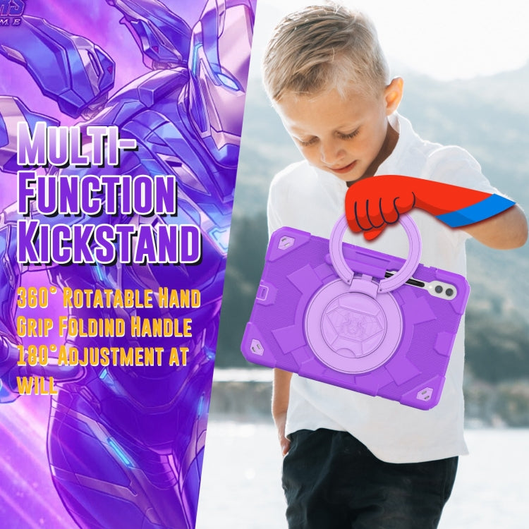 For Samsung Galaxy Tab S9+ / S10+ Spider Rotation Handle Silicone Hybrid PC Tablet Case(Purple) - Galaxy Tab S9+ Cases by buy2fix | Online Shopping UK | buy2fix