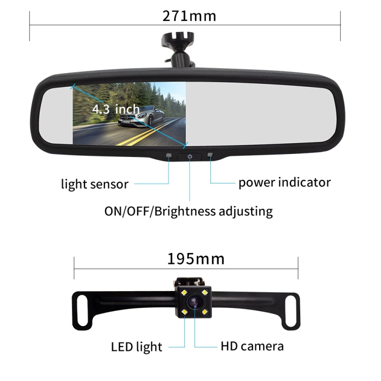 PZ705 422-A 4.3 inch TFT LCD Car Rear View Monitor for Car Rearview Parking Video Systems - Rear View Cameras by buy2fix | Online Shopping UK | buy2fix