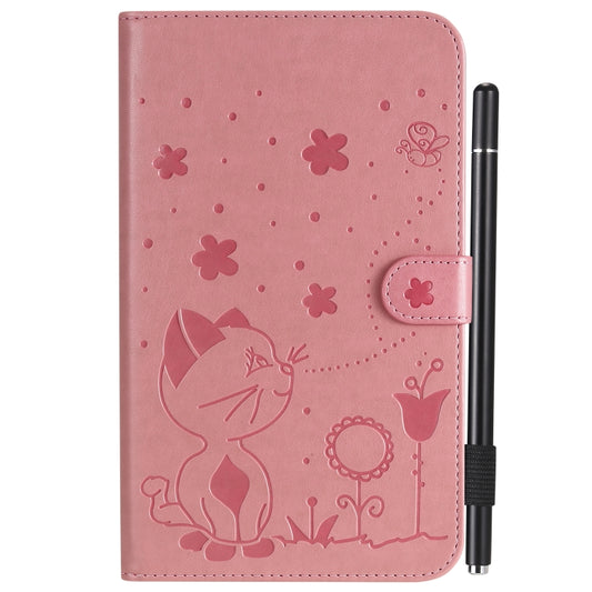 For Samsung Galaxy Tab A7.0 (2016) T280 Cat Bee Embossing Pattern Shockproof Table PC Protective Horizontal Flip Leather Case with Holder & Card Slots & Wallet & Pen Slot & Wake-up / Sleep Function(Pink) by buy2fix