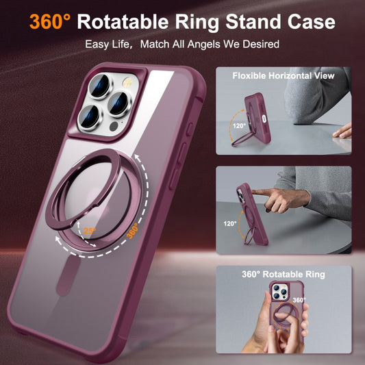 For iPhone 15 Pro MagSafe Magnetic Rotating Holder Phone Case(Wine Red) by buy2fix