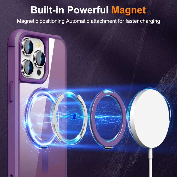 For iPhone 15 Pro MagSafe Magnetic Rotating Holder Phone Case(Purple) - iPhone 15 Pro Cases by buy2fix | Online Shopping UK | buy2fix