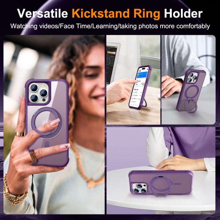 For iPhone 15 Pro MagSafe Magnetic Rotating Holder Phone Case(Purple) - iPhone 15 Pro Cases by buy2fix | Online Shopping UK | buy2fix