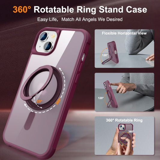 For iPhone 15 Plus MagSafe Magnetic Rotating Holder Phone Case(Wine Red) - iPhone 15 Plus Cases by buy2fix | Online Shopping UK | buy2fix