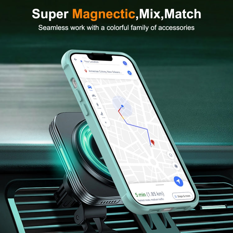 For iPhone 15 MagSafe Magnetic Rotating Holder Phone Case(Lake Blue) - iPhone 15 Cases by buy2fix | Online Shopping UK | buy2fix
