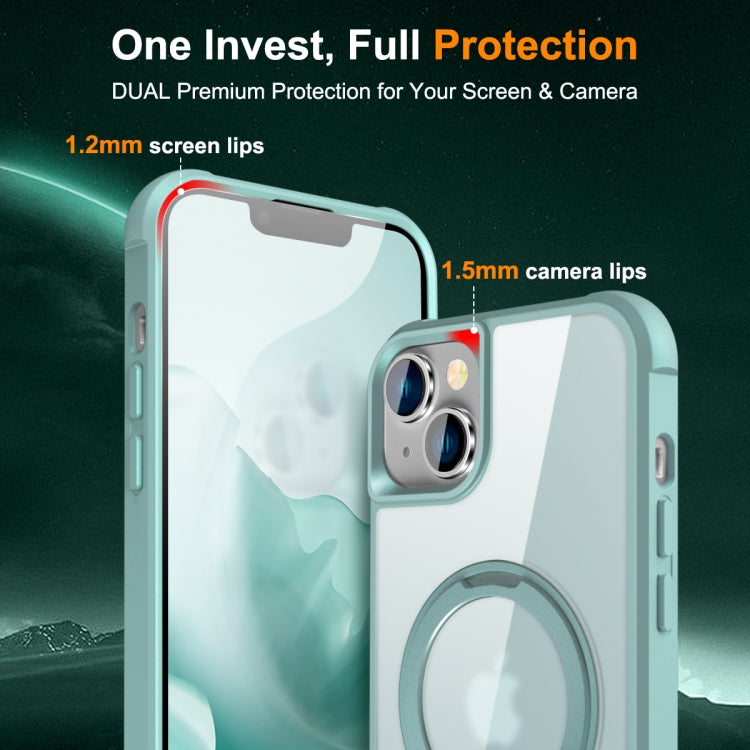 For iPhone 15 MagSafe Magnetic Rotating Holder Phone Case(Lake Blue) - iPhone 15 Cases by buy2fix | Online Shopping UK | buy2fix