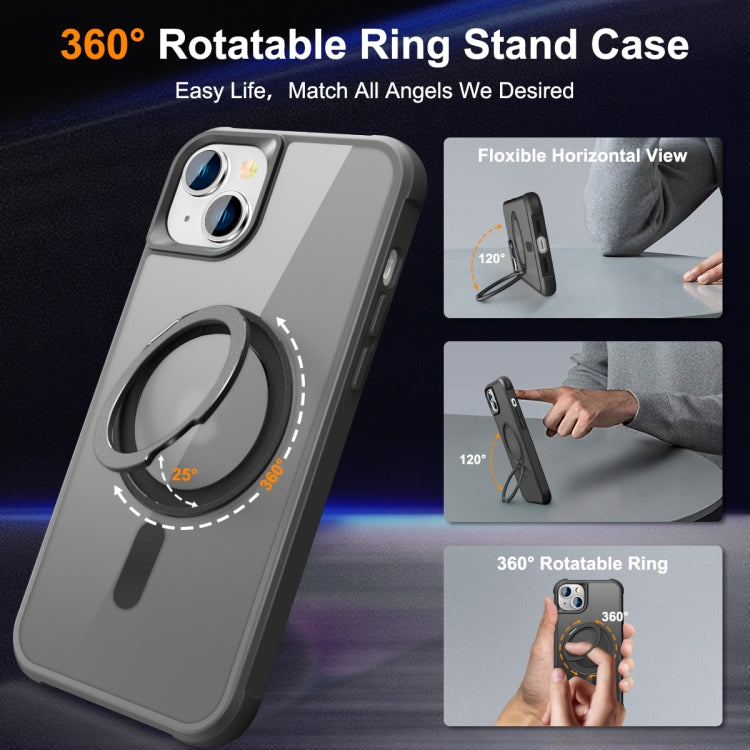For iPhone 14 / 13 MagSafe Magnetic Rotating Holder Phone Case(Black) - iPhone 14 Cases by buy2fix | Online Shopping UK | buy2fix