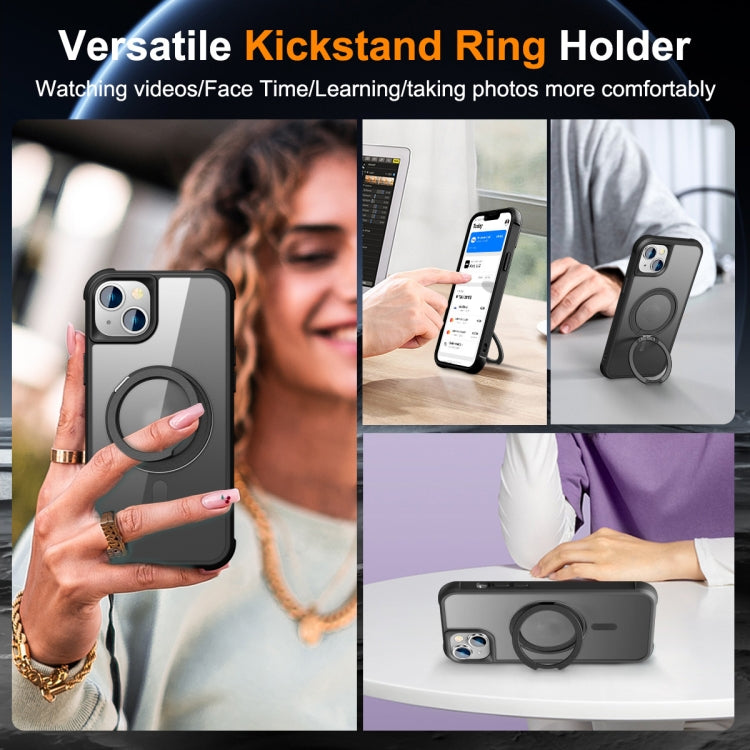 For iPhone 14 / 13 MagSafe Magnetic Rotating Holder Phone Case(Black) - iPhone 14 Cases by buy2fix | Online Shopping UK | buy2fix