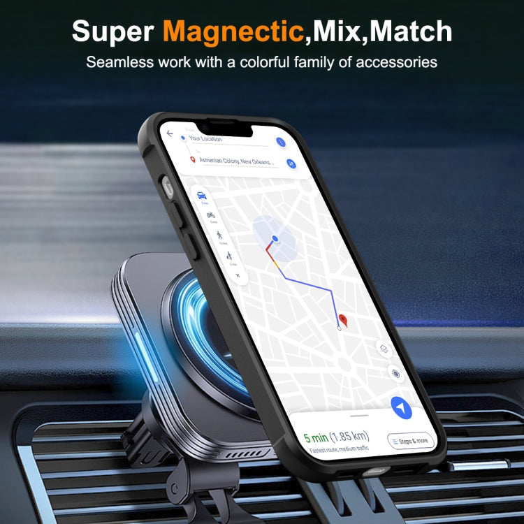 For iPhone 14 / 13 MagSafe Magnetic Rotating Holder Phone Case(Black) - iPhone 14 Cases by buy2fix | Online Shopping UK | buy2fix