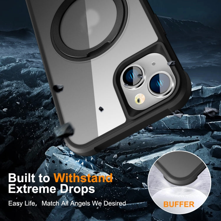 For iPhone 14 / 13 MagSafe Magnetic Rotating Holder Phone Case(Black) - iPhone 14 Cases by buy2fix | Online Shopping UK | buy2fix