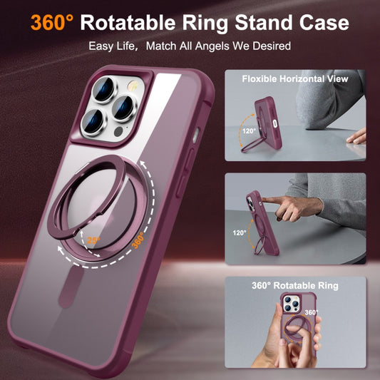 For iPhone 14 Pro MagSafe Magnetic Rotating Holder Phone Case(Wine Red) by buy2fix