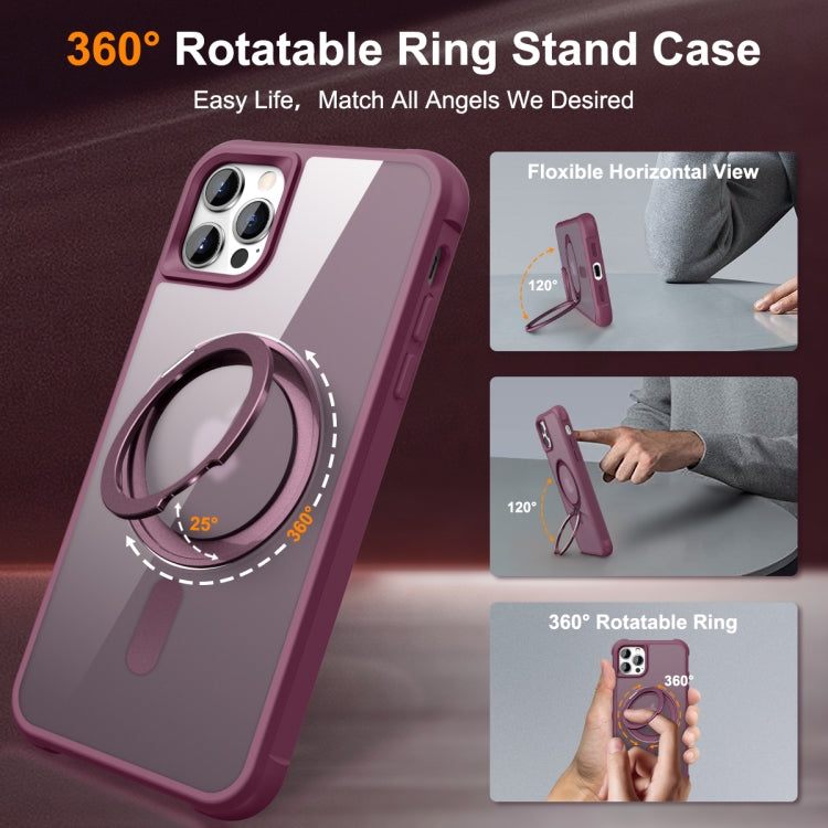 For iPhone 13 Pro Max / 12 Pro Max MagSafe Magnetic Rotating Holder Phone Case(Wine Red) - iPhone 13 Pro Max Cases by buy2fix | Online Shopping UK | buy2fix