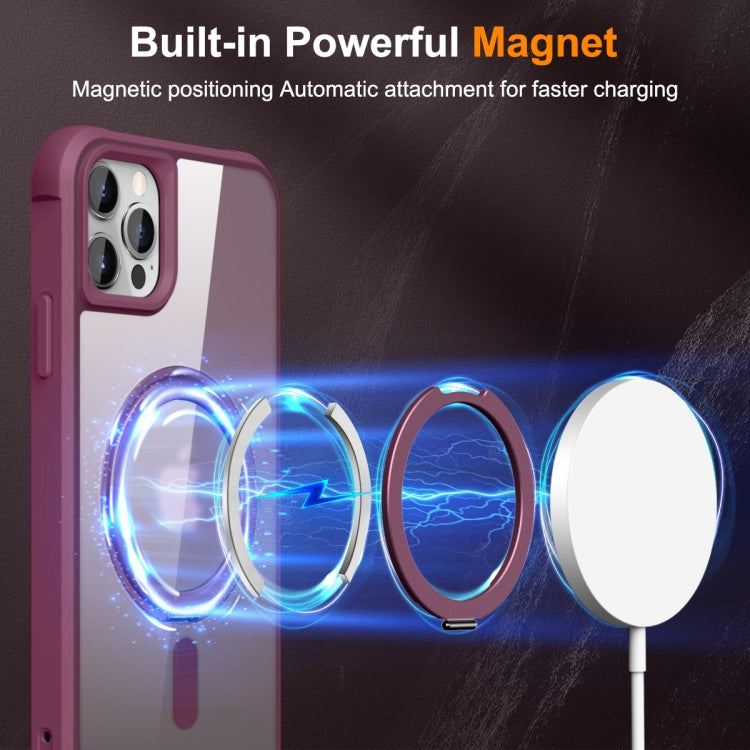 For iPhone 13 Pro Max / 12 Pro Max MagSafe Magnetic Rotating Holder Phone Case(Wine Red) - iPhone 13 Pro Max Cases by buy2fix | Online Shopping UK | buy2fix