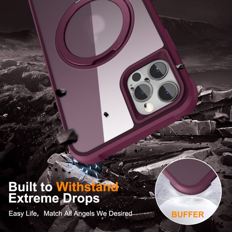 For iPhone 13 Pro Max / 12 Pro Max MagSafe Magnetic Rotating Holder Phone Case(Wine Red) - iPhone 13 Pro Max Cases by buy2fix | Online Shopping UK | buy2fix