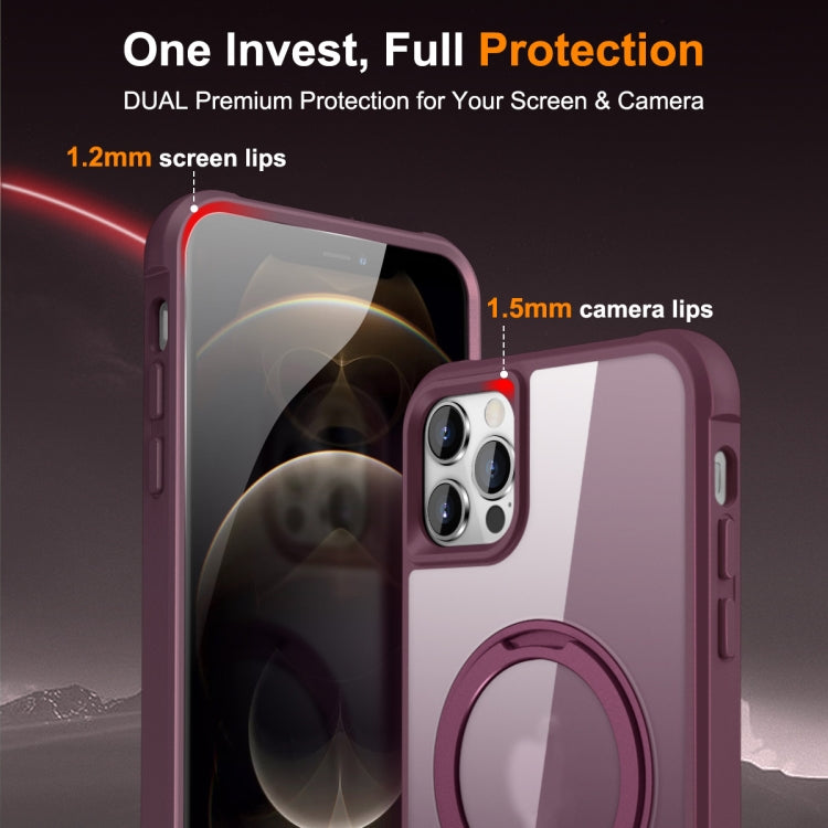 For iPhone 13 Pro Max / 12 Pro Max MagSafe Magnetic Rotating Holder Phone Case(Wine Red) - iPhone 13 Pro Max Cases by buy2fix | Online Shopping UK | buy2fix