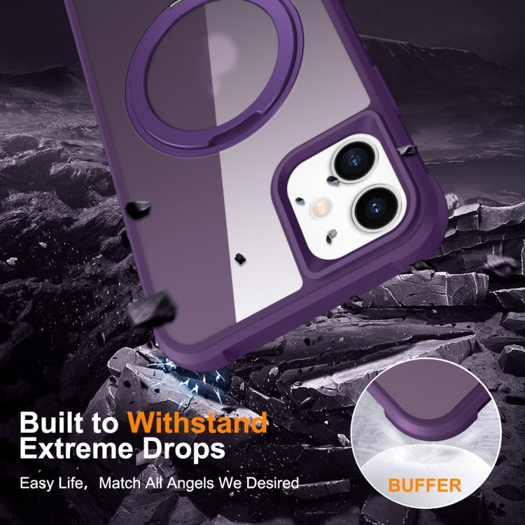 For iPhone 12 / 12 Pro MagSafe Magnetic Rotating Holder Phone Case(Purple) - iPhone 12 / 12 Pro Cases by buy2fix | Online Shopping UK | buy2fix