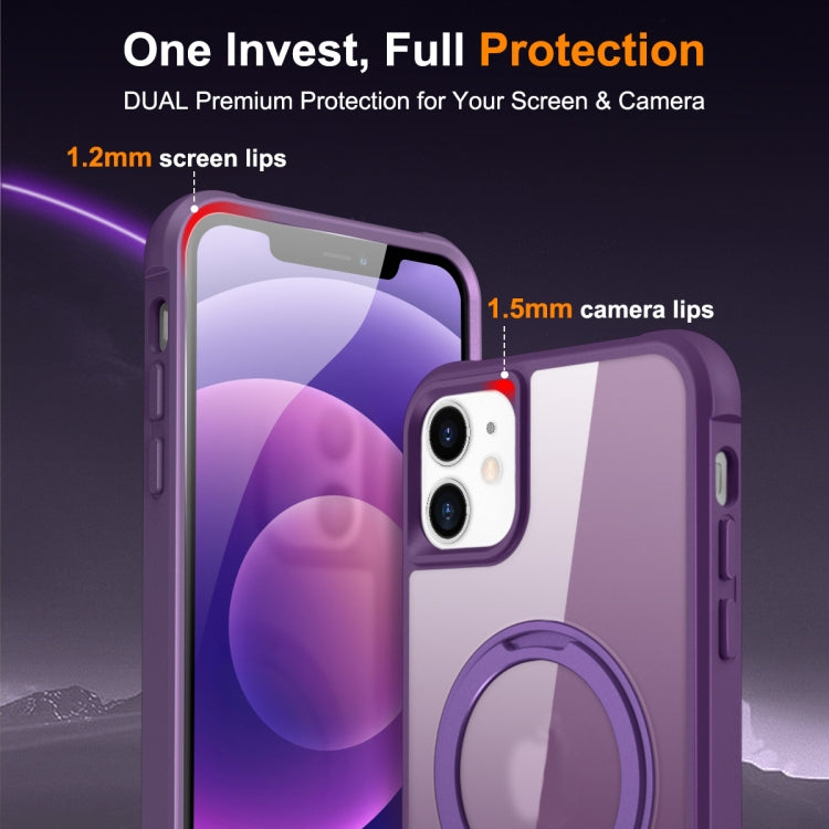 For iPhone 12 / 12 Pro MagSafe Magnetic Rotating Holder Phone Case(Purple) - iPhone 12 / 12 Pro Cases by buy2fix | Online Shopping UK | buy2fix