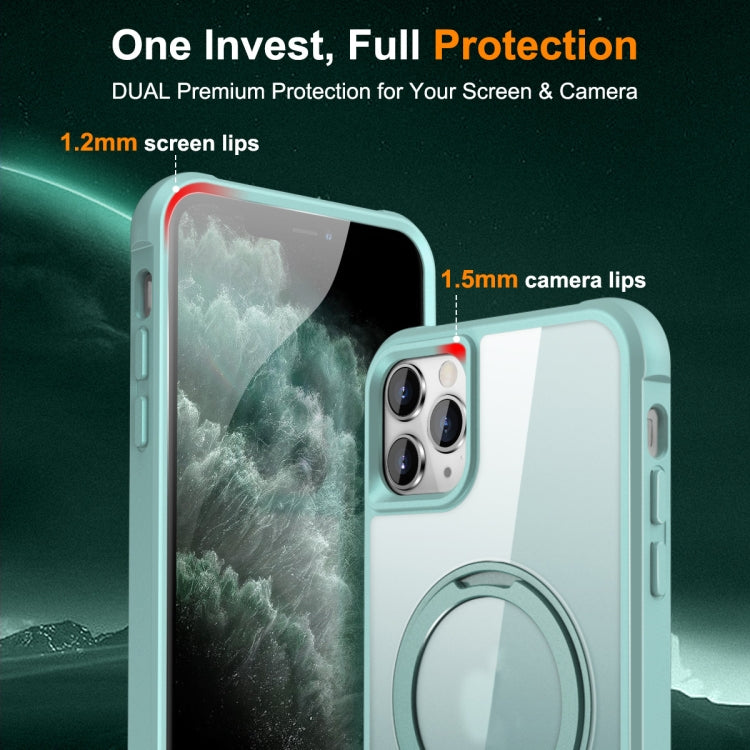 For iPhone 11 Pro Max MagSafe Magnetic Rotating Holder Phone Case(Lake Blue) - iPhone 11 Pro Max Cases by buy2fix | Online Shopping UK | buy2fix