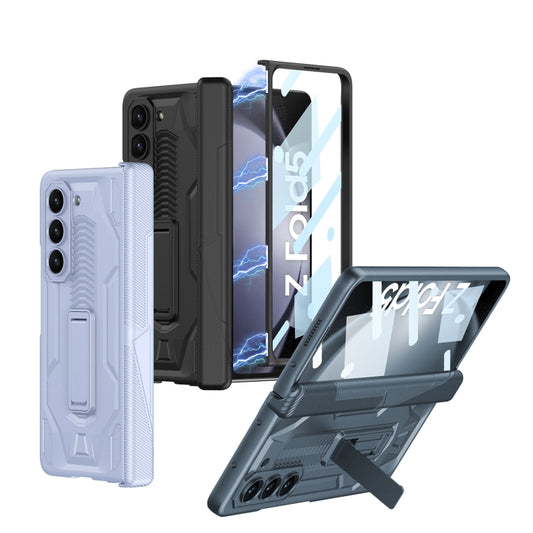 For Samsung Galaxy Z Fold5 GKK Integrated Magnetic Armor Flip Phone Case with Holder(Silver) by GKK