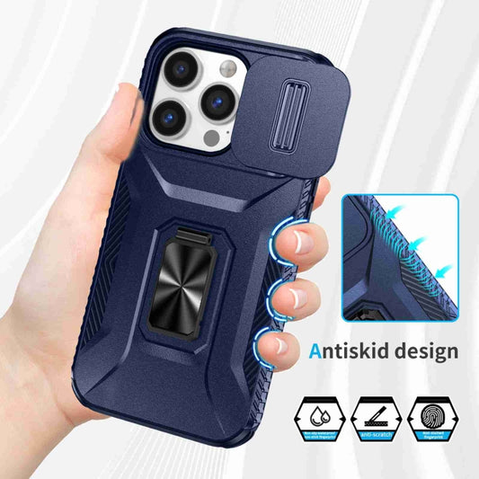 For iPhone 13 Pro Sliding Camshield Holder Phone Case(Blue) by buy2fix