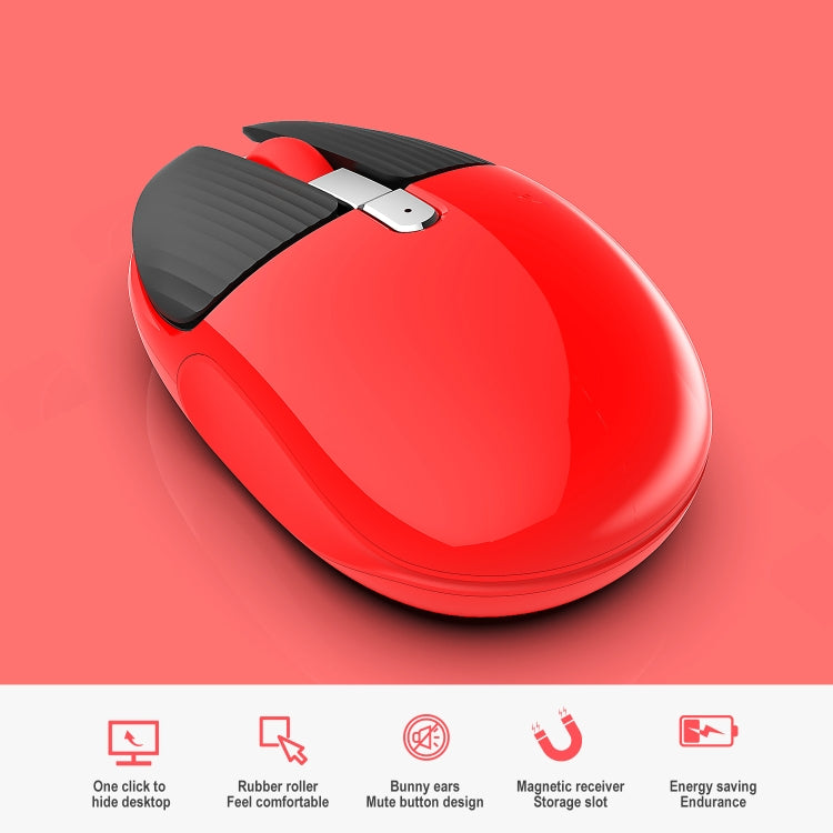 HXSJ M106 2.4GHZ 1600dpi Single-mode Wireless Mouse USB Rechargeable(Red) - Wireless Mice by HXSJ | Online Shopping UK | buy2fix