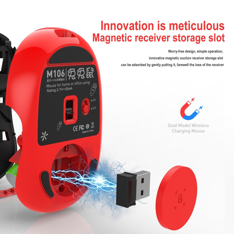 HXSJ M106 2.4GHZ 1600dpi Single-mode Wireless Mouse USB Rechargeable(Red) by HXSJ