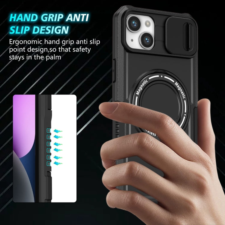 For iPhone 14 Sliding Camshield MagSafe Holder TPU Hybrid PC Phone Case(Black) - iPhone 14 Cases by buy2fix | Online Shopping UK | buy2fix