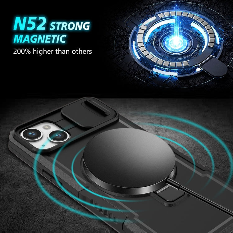 For iPhone 14 Sliding Camshield MagSafe Holder TPU Hybrid PC Phone Case(Black) - iPhone 14 Cases by buy2fix | Online Shopping UK | buy2fix