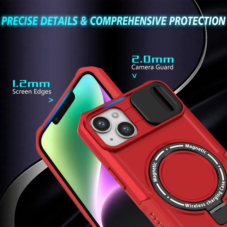 For iPhone 14 Sliding Camshield MagSafe Holder TPU Hybrid PC Phone Case(Red) - iPhone 14 Cases by buy2fix | Online Shopping UK | buy2fix