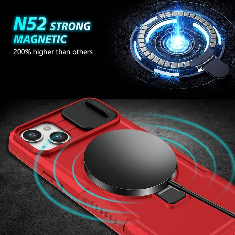 For iPhone 14 Sliding Camshield MagSafe Holder TPU Hybrid PC Phone Case(Red) - iPhone 14 Cases by buy2fix | Online Shopping UK | buy2fix