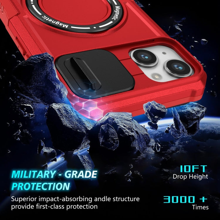 For iPhone 14 Sliding Camshield MagSafe Holder TPU Hybrid PC Phone Case(Red) - iPhone 14 Cases by buy2fix | Online Shopping UK | buy2fix