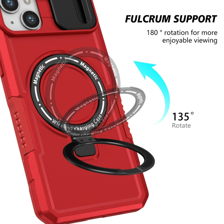 For iPhone 14 Sliding Camshield MagSafe Holder TPU Hybrid PC Phone Case(Red) - iPhone 14 Cases by buy2fix | Online Shopping UK | buy2fix