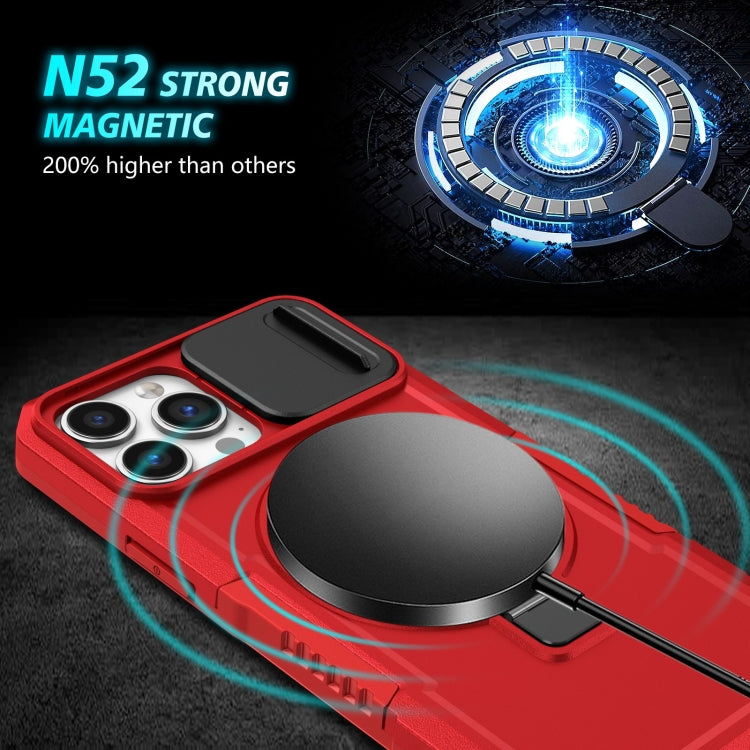 For iPhone 13 Pro Max Sliding Camshield MagSafe Holder TPU Hybrid PC Phone Case(Red) - iPhone 13 Pro Max Cases by buy2fix | Online Shopping UK | buy2fix
