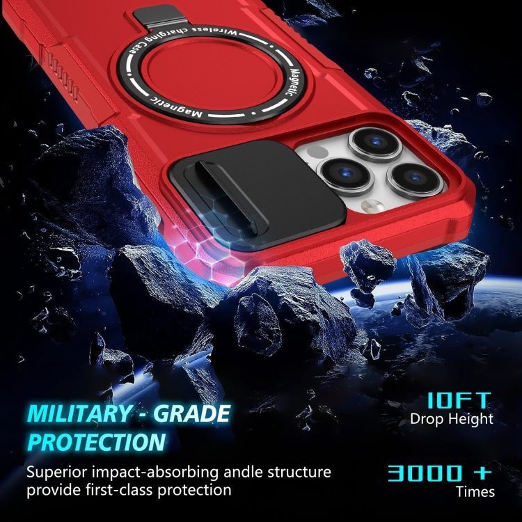 For iPhone 13 Pro Max Sliding Camshield MagSafe Holder TPU Hybrid PC Phone Case(Red) - iPhone 13 Pro Max Cases by buy2fix | Online Shopping UK | buy2fix