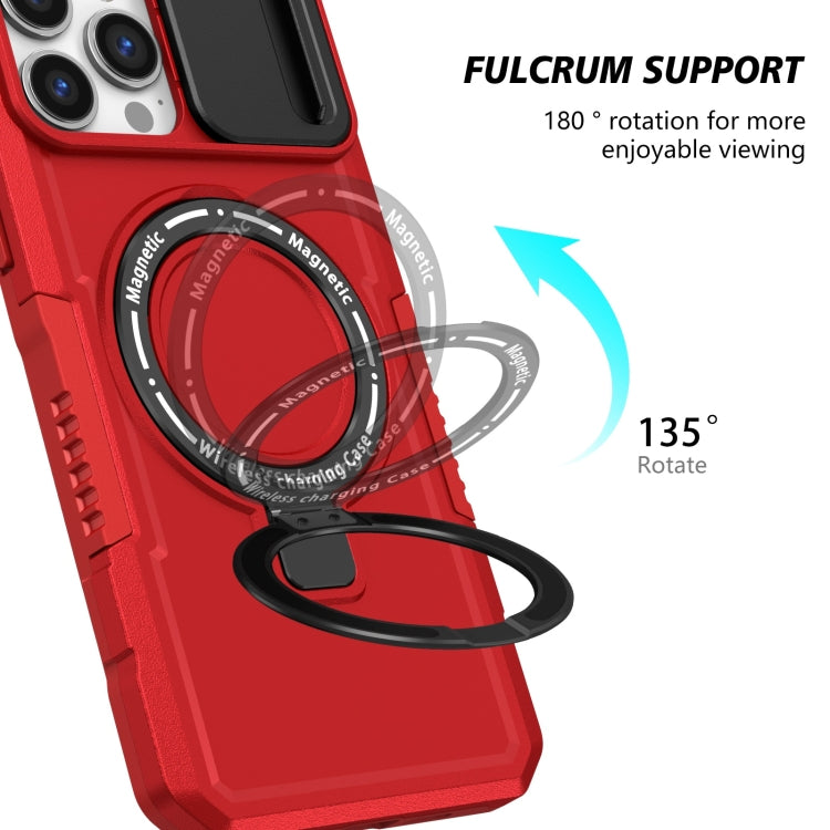 For iPhone 13 Pro Max Sliding Camshield MagSafe Holder TPU Hybrid PC Phone Case(Red) - iPhone 13 Pro Max Cases by buy2fix | Online Shopping UK | buy2fix