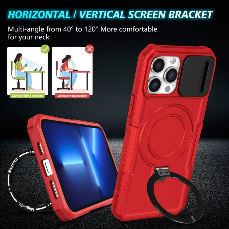 For iPhone 13 Pro Max Sliding Camshield MagSafe Holder TPU Hybrid PC Phone Case(Red) - iPhone 13 Pro Max Cases by buy2fix | Online Shopping UK | buy2fix
