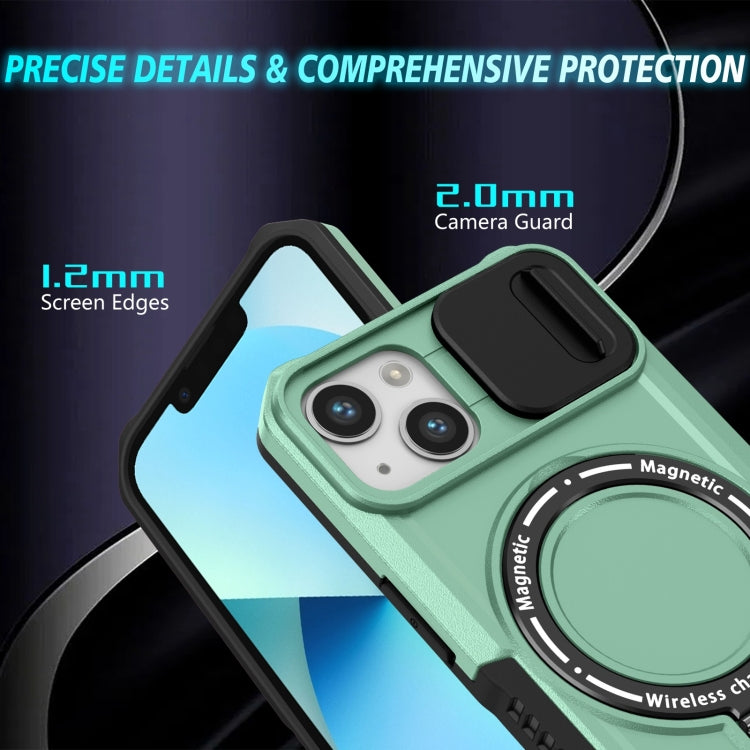 For iPhone 13 Sliding Camshield MagSafe Holder TPU Hybrid PC Phone Case(Light Blue) - iPhone 13 Cases by buy2fix | Online Shopping UK | buy2fix