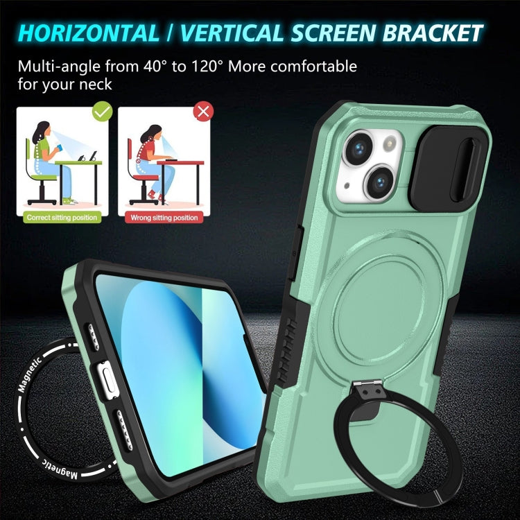 For iPhone 13 Sliding Camshield MagSafe Holder TPU Hybrid PC Phone Case(Light Blue) - iPhone 13 Cases by buy2fix | Online Shopping UK | buy2fix