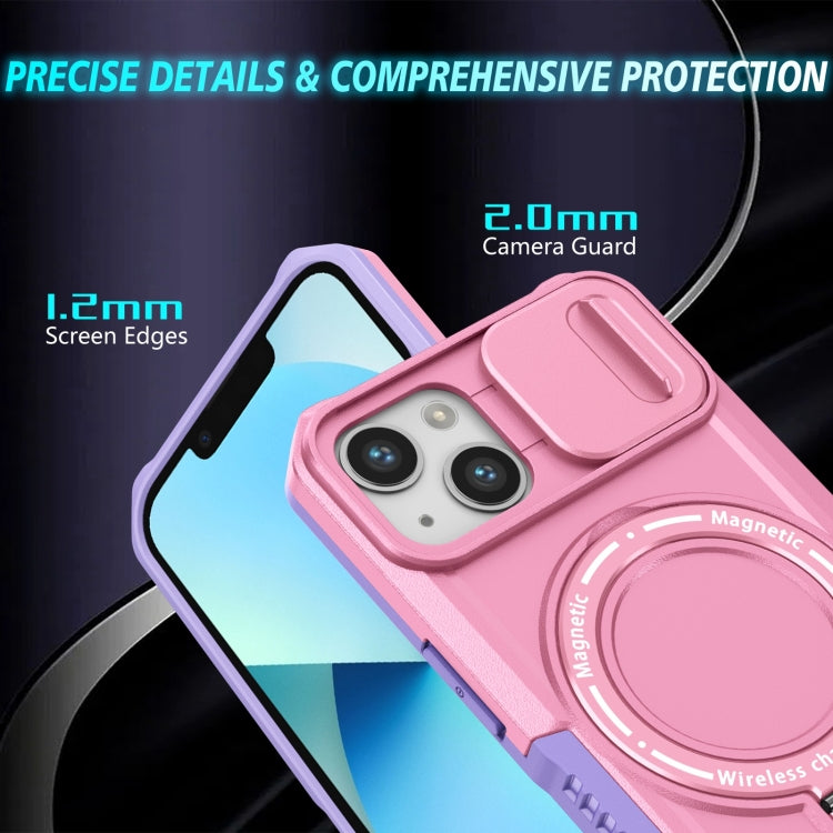 For iPhone 13 Sliding Camshield MagSafe Holder TPU Hybrid PC Phone Case(Purple Pink) - iPhone 13 Cases by buy2fix | Online Shopping UK | buy2fix
