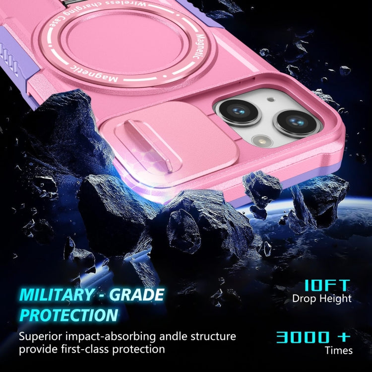 For iPhone 13 Sliding Camshield MagSafe Holder TPU Hybrid PC Phone Case(Purple Pink) - iPhone 13 Cases by buy2fix | Online Shopping UK | buy2fix
