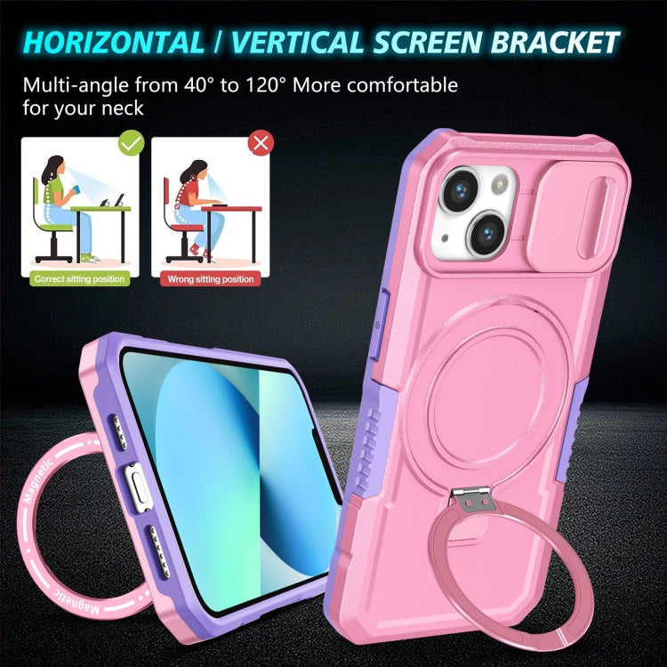For iPhone 13 Sliding Camshield MagSafe Holder TPU Hybrid PC Phone Case(Purple Pink) - iPhone 13 Cases by buy2fix | Online Shopping UK | buy2fix