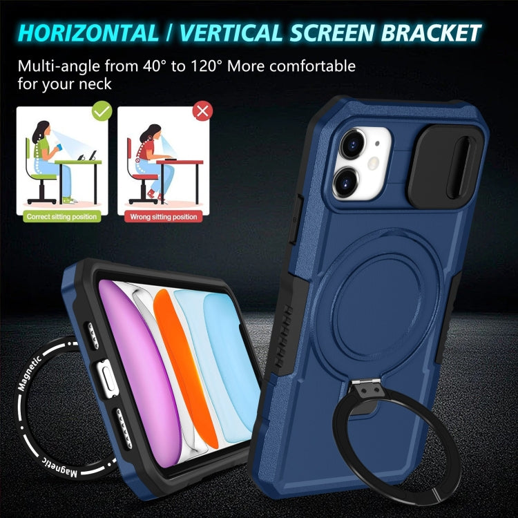 For iPhone 12 Sliding Camshield MagSafe Holder TPU Hybrid PC Phone Case(Royal Blue) by buy2fix