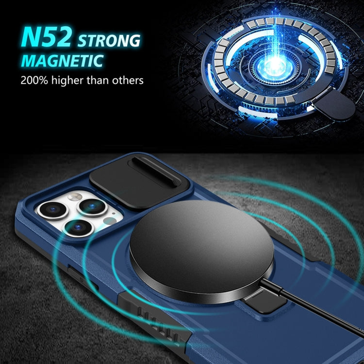 For iPhone 12 Pro Max Sliding Camshield MagSafe Holder TPU Hybrid PC Phone Case(Royal Blue) - iPhone 12 Pro Max Cases by buy2fix | Online Shopping UK | buy2fix