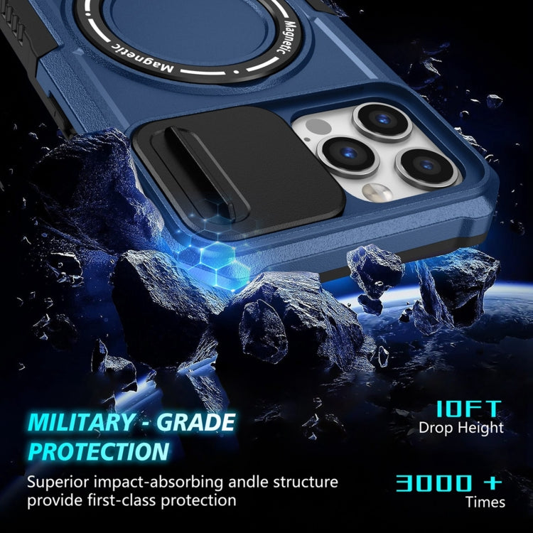 For iPhone 12 Pro Max Sliding Camshield MagSafe Holder TPU Hybrid PC Phone Case(Royal Blue) - iPhone 12 Pro Max Cases by buy2fix | Online Shopping UK | buy2fix