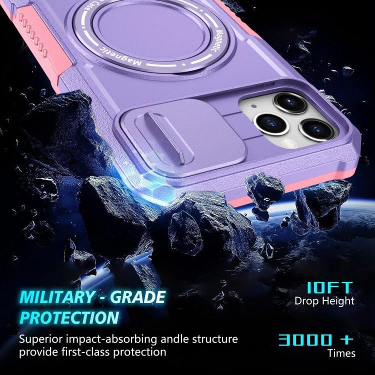 For iPhone 11 Pro Max Sliding Camshield MagSafe Holder TPU Hybrid PC Phone Case(Pink Purple) - iPhone 11 Pro Max Cases by buy2fix | Online Shopping UK | buy2fix