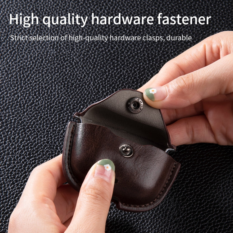 For Huawei FreeBuds SE 2 / SE 3 Leather TWS Earphone Protective Case with Hook(Light Brown) - Huawei Earphone Case by buy2fix | Online Shopping UK | buy2fix