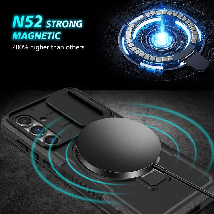 For Samsung Galaxy S23 FE 5G Sliding Camshield Magsafe Holder TPU Hybrid PC Phone Case(Black) - Galaxy S23 FE 5G Cases by buy2fix | Online Shopping UK | buy2fix