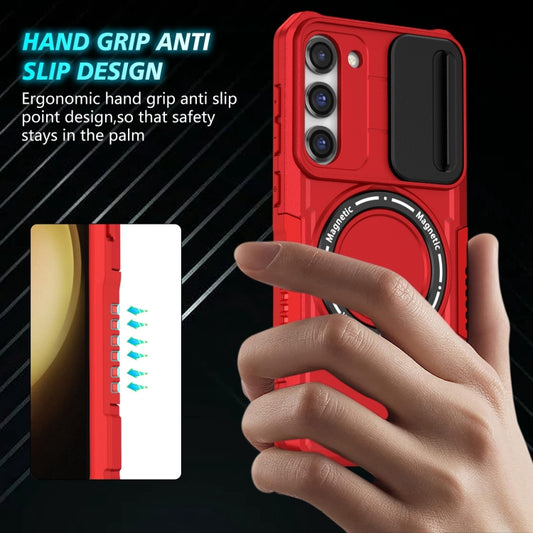 For Samsung Galaxy S23+ 5G Sliding Camshield Magsafe Holder TPU Hybrid PC Phone Case(Red) by buy2fix