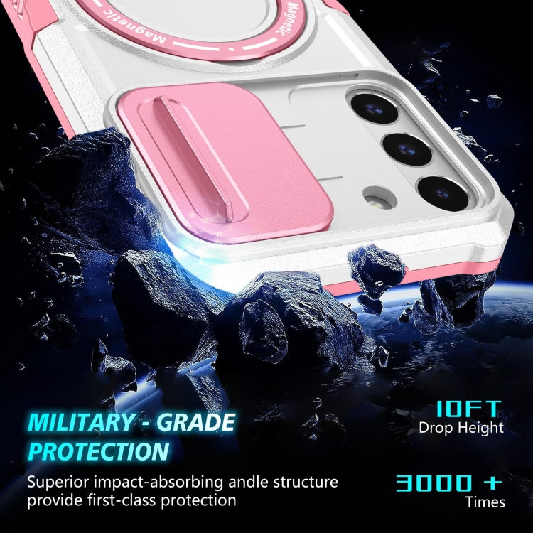 For Samsung Galaxy S22+ 5G Sliding Camshield Magsafe Holder TPU Hybrid PC Phone Case(Pink White) - Galaxy S22+ 5G Cases by buy2fix | Online Shopping UK | buy2fix