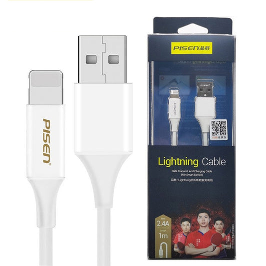 PISEN 1m 2.4A USB to 8 Pin Anti Breaking Fast Charging Cable by buy2fix